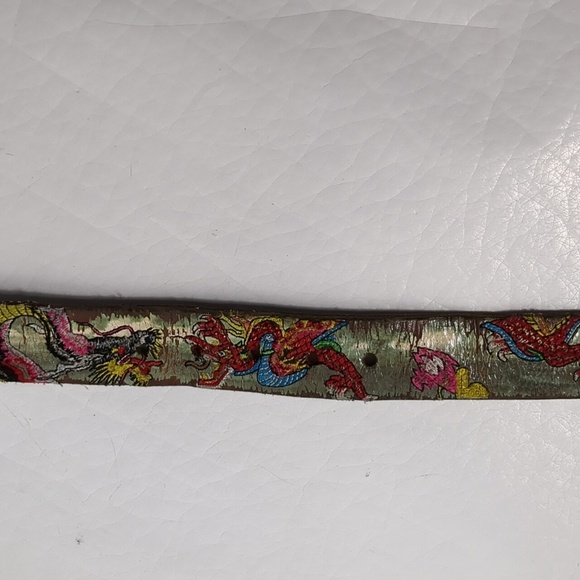 Leather Island belt designed by Bill Lavin distressed with dragons. - Picture 5 of 7